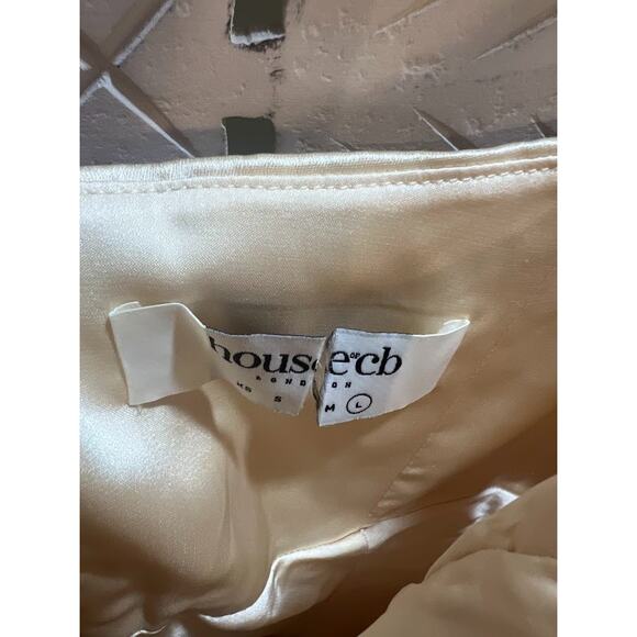 House of CB Vittoria Champagne Chiffon Floral Length Gown Size L Large - Picture 7 of 10